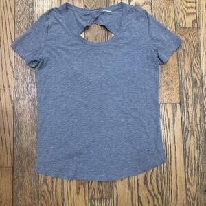 Victoria's Secret PINK Relaxed Fit Gray Short Sleeve T-Shirt with Back Cutout